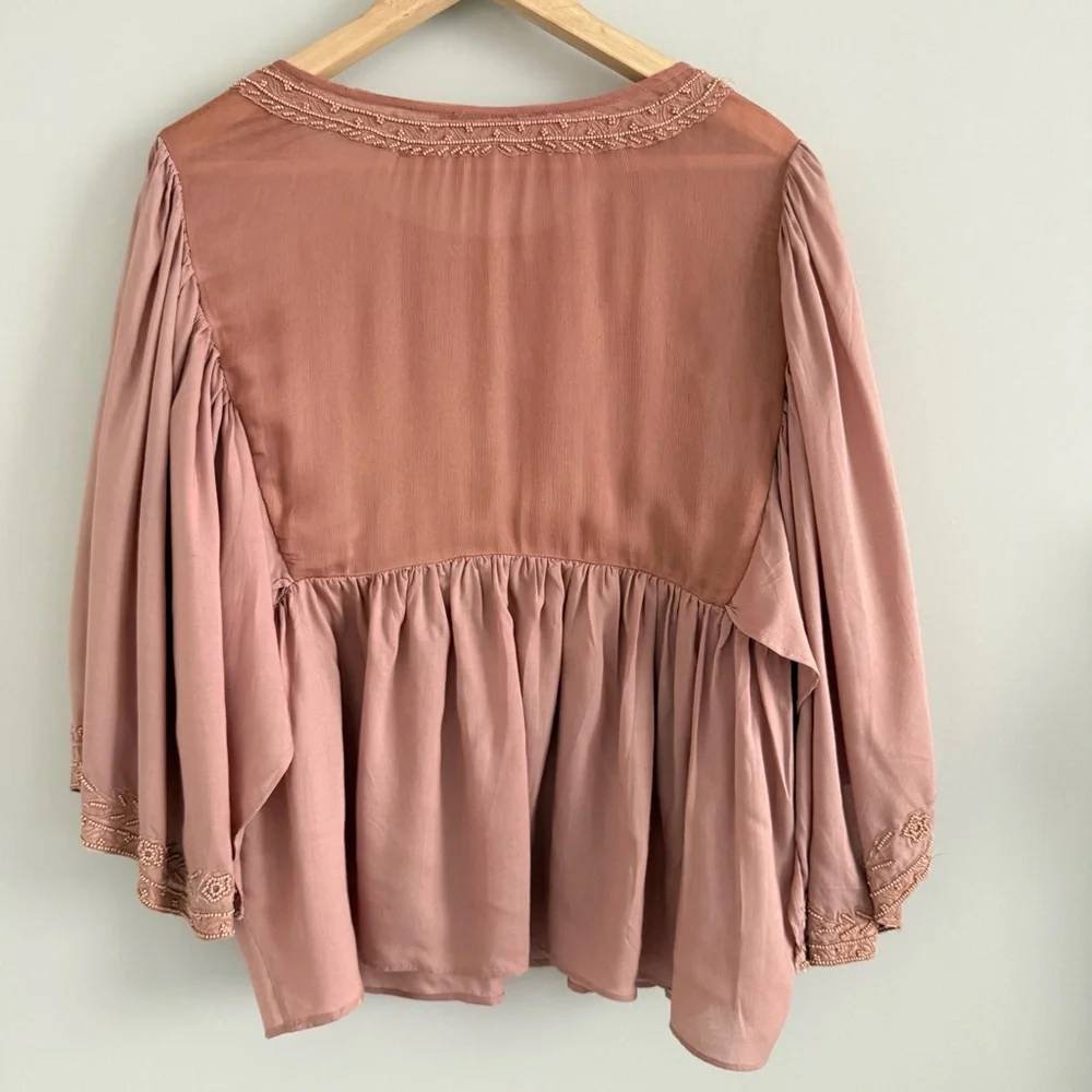 Anthropologie Love Sam Fluttered and Beaded Blouse Medium - Picture 12 of 14